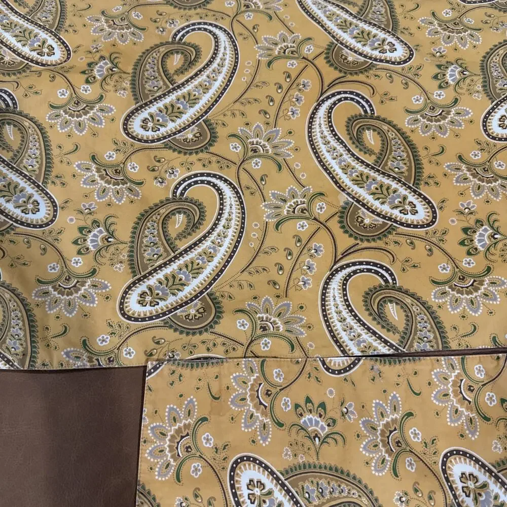 Pottery Barn Mustard Yellow Ivory Floral Paisley Linen Blend Placemats-Set of 4
